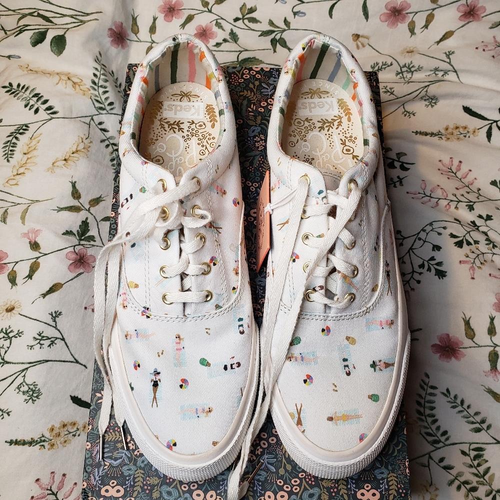 Keds x Rifle Paper Company Anchor Sun Girls in Cream Sneakers, Size 9, NWT
